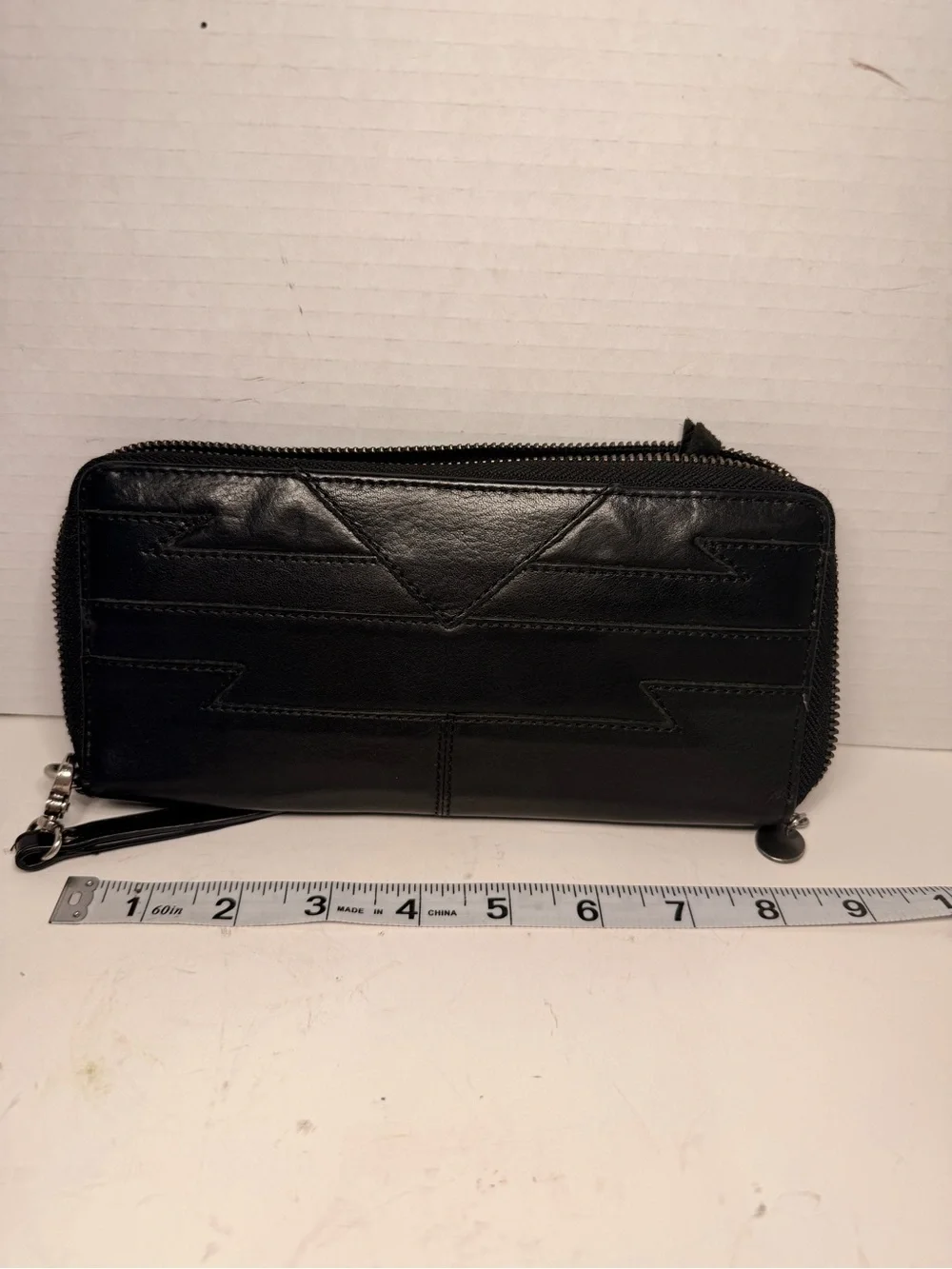 Lucky Brand Genuine Leather Black Zip-Around Wristlet Wallet
